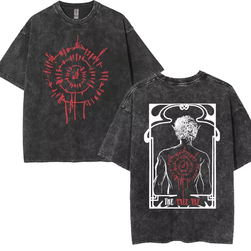 Camisetas limitada de Astarion The Pale ELF Baldurs Gate 3, camiseta lavada Vintage para cena de chica, camiseta informal de calle alta Y2k para hombres y mujeres