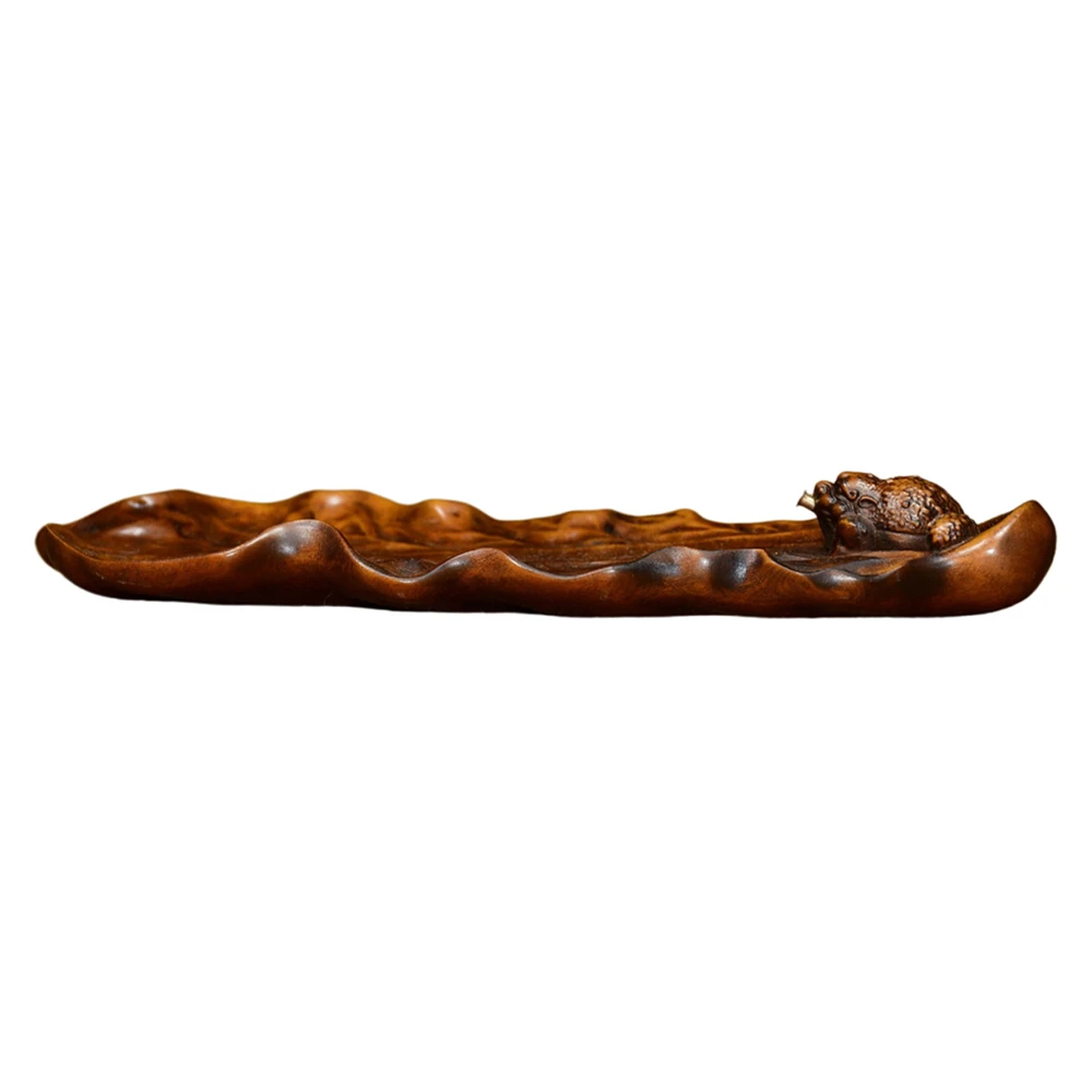 Belle Sculpture porte-encens sculpté en bois chou argent grenouille Oriental bénédiction prrive récolte rassembler décor de bon augure