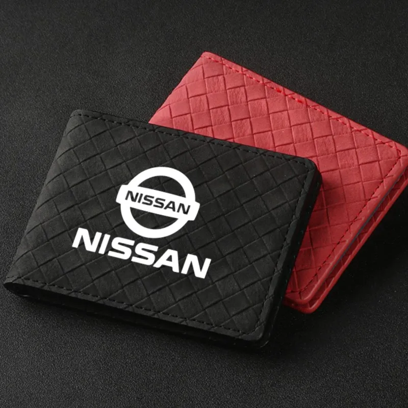 الجلد المدبوغ سيارة القيادة وثائق غطاء شعار السيارات حافظة للبطاقات لنيسان جوك ليف قاشقاي باترول سنترا ألتيما بولسار ألميرا روج #1