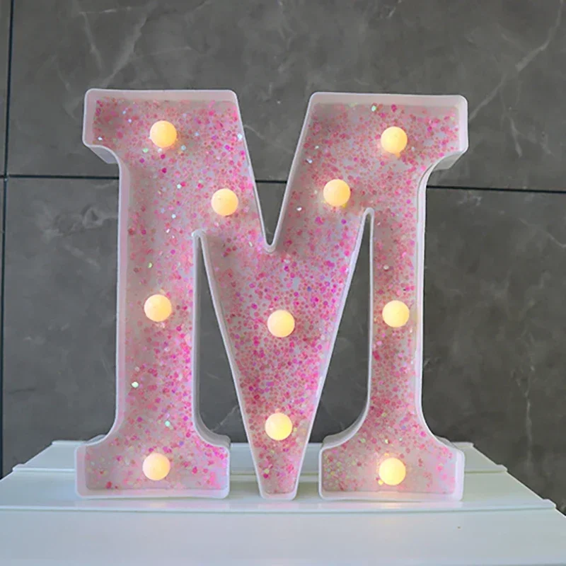 LED Lights Alphabet Letter 22Cm Number Battery Lamp Luminous Marquee Night Light for Wedding Birthday Party Christmas Decorate