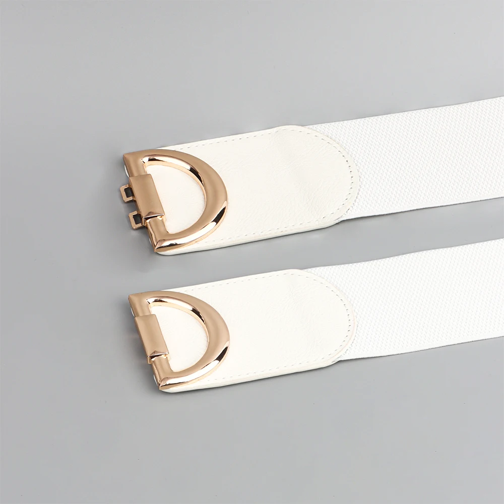 Women\'s Fashionable Elastic Wide Variety Of Belt Designer Luxury Brand Golden Buckle Waist Dress Coat Sweater Decorative Waistba