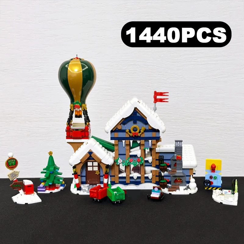 

Creative Santa's Post Office Building Blocks Christmas House Architecture Hut Model Assemble Bricks Toys Gift For Kid Girl Adult