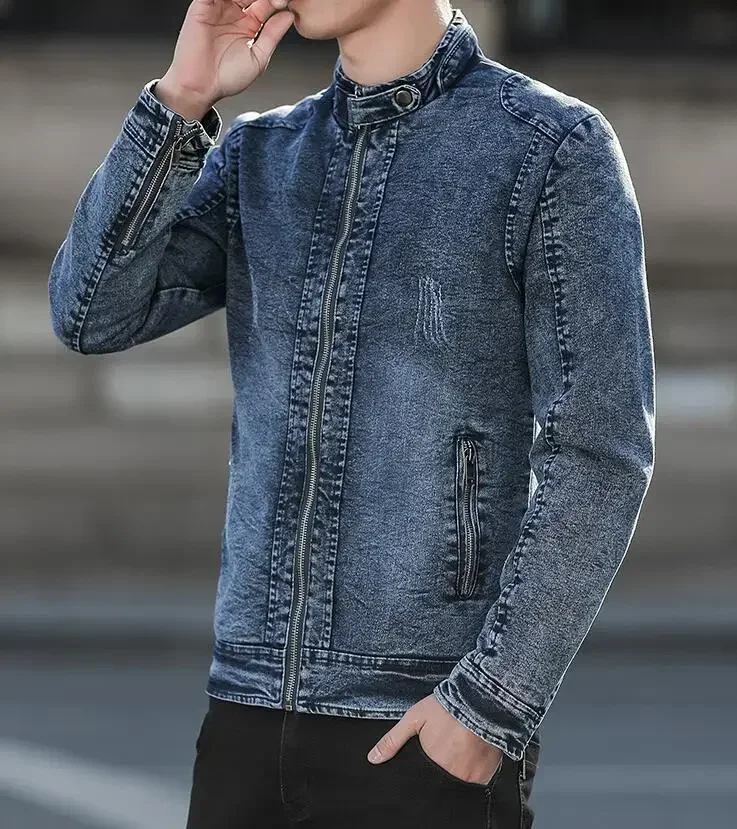 

Men Denim Jacket Brand Fashion Bomber Denim Jackets Mens Casual Cowboy Embroidered 4XL Coat Streetwear Male