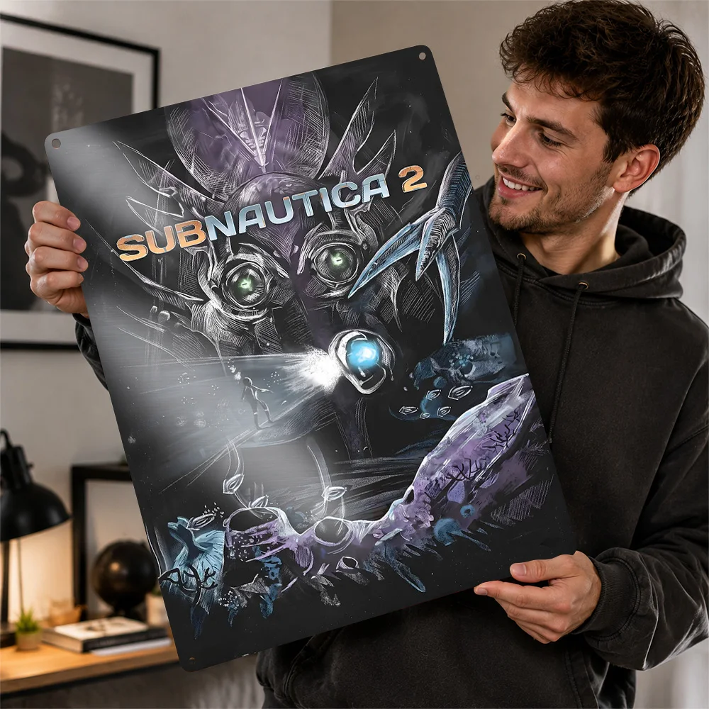 Subnautica 2 Mechanical Leviathan Aluminum Poster Personalized Metal Sign Cosmic Mission Style Wall Art Enhances Collector Den