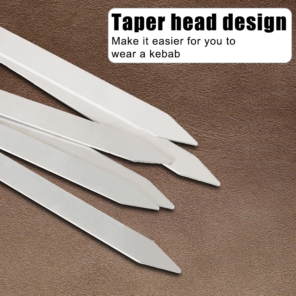 الفولاذ المقاوم للصدأ الشواء سيخ 6 قطعة عصي شواء واسعة شقة شواء شوكة التخييم في الهواء الطلق نزهة شواء أواني اكسسوارات المطبخ #4