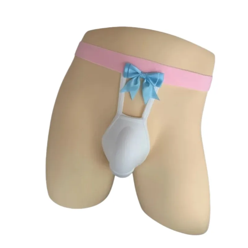

Мужские трусы-стринги Sissy Pouch с кружевом, G-стринг, ажурное нижнее белье, трусы-танга с выемкой и эффектом пуш-ап
