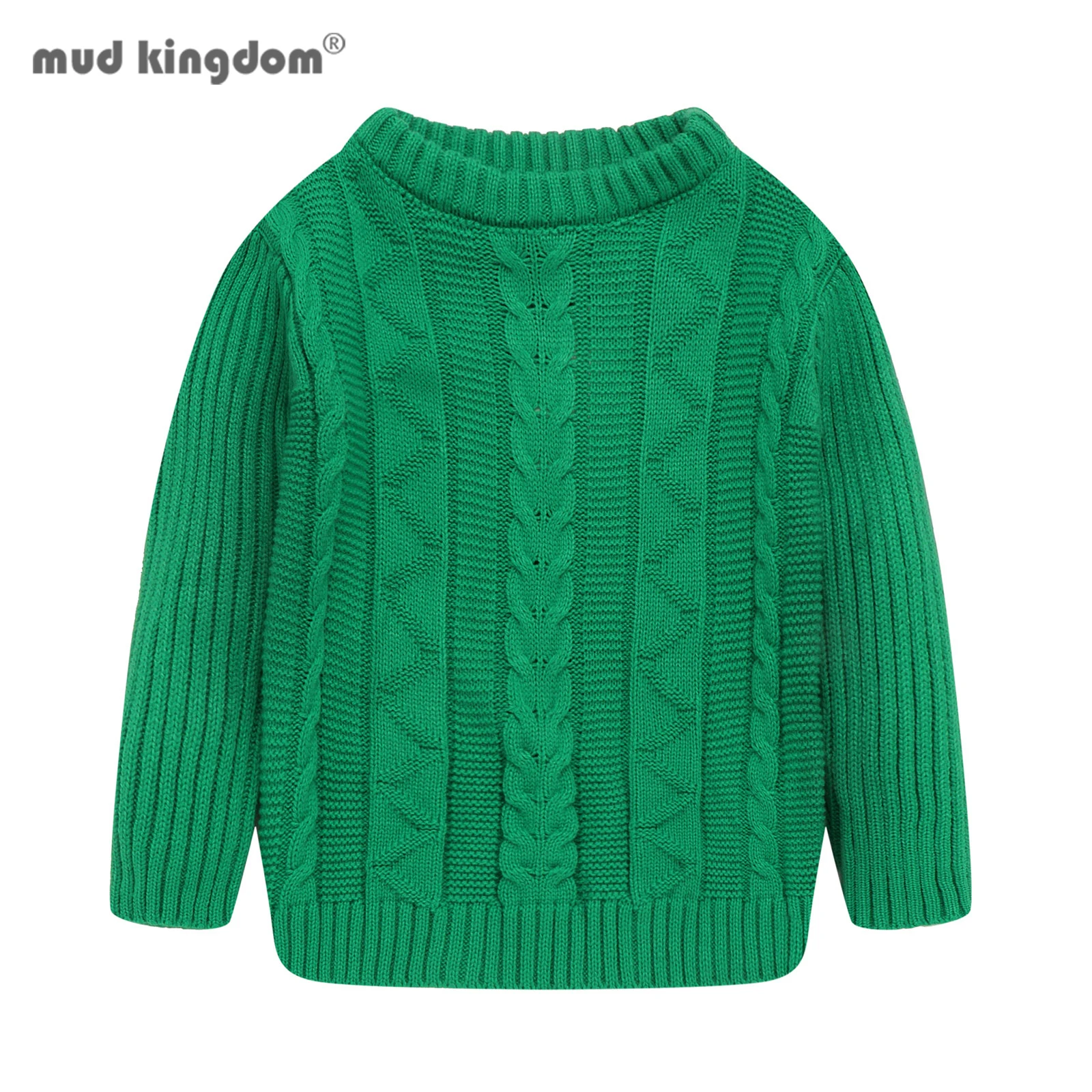 Mudkingdom Girls Boys Sweater Crewneck Cable Knit Pullover for Kids Winter Clothes Fall Long Sleeve Children Sweaters Solid