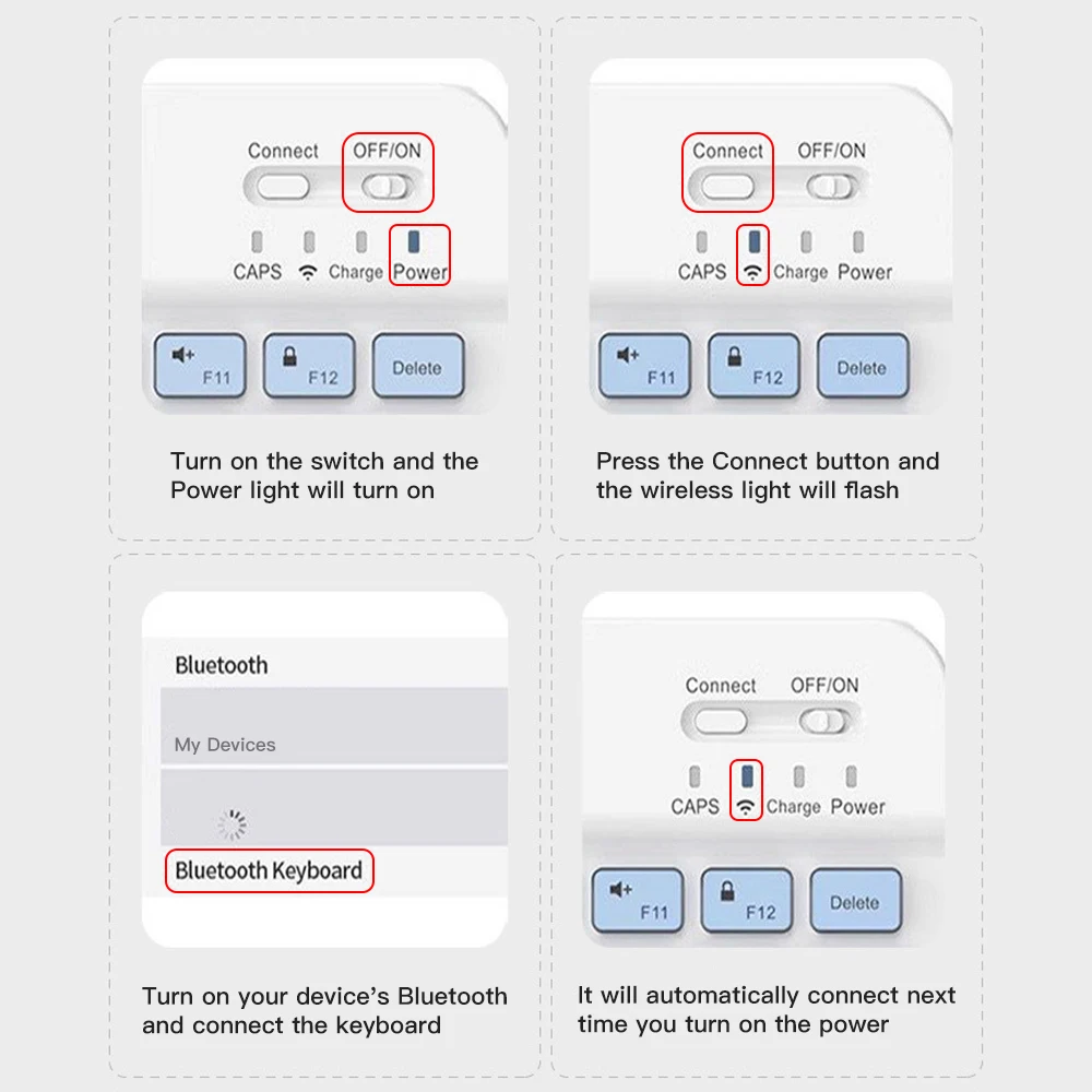 Klawiatura bezprzewodowa Bluetooth dla urządzeń z systemem iOS, Android i Windows, tabletów, iPad Air Mini Pro, klawiatura w kolorze ciemnozielonym, wersja hiszpańska, koreańska, portugalska.