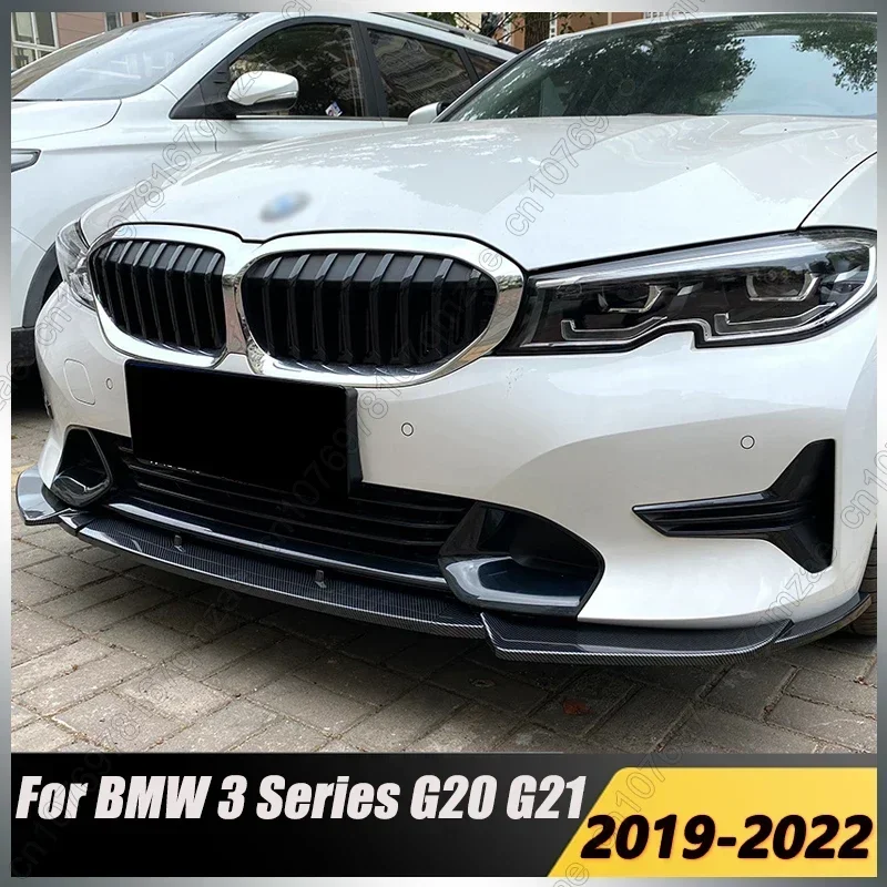 BMW G20 G21 318d 320d 330d M 스포츠 2019-2022 맥스턴 스타일 프론트 범퍼 스플리터 립 스포일러 디퓨저 글로스 블랙 바디 키트