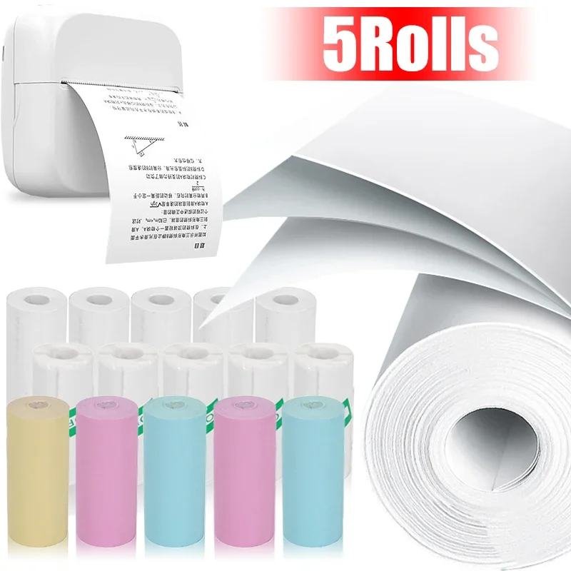 57*25mm White/Colorful Self-adhesive Thermal Paper for Mini Label Printer Inkless Student Study Portable Printers Stickers Paper