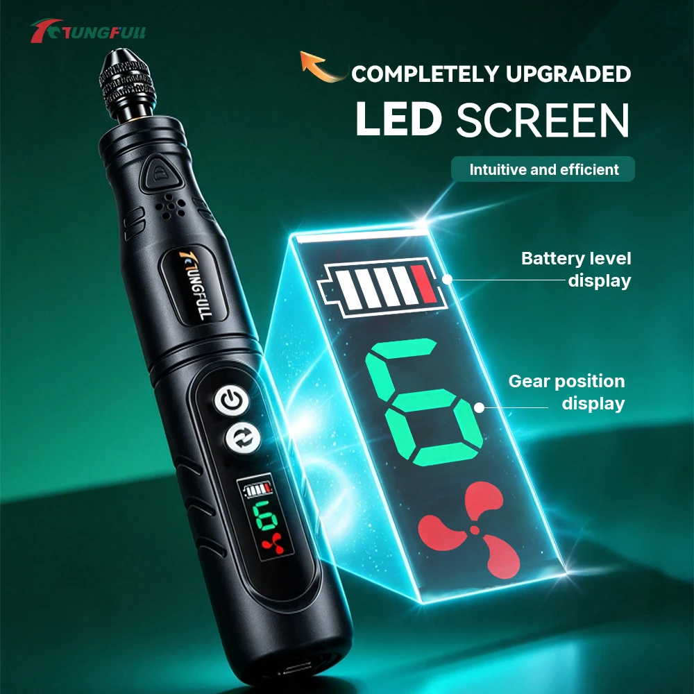 TUNGFULL Cordless Mini Rotary Grinder Pen Multi Speed Grinding Tool Set For Home DIY Craft Engraving Polishing Processing Tool