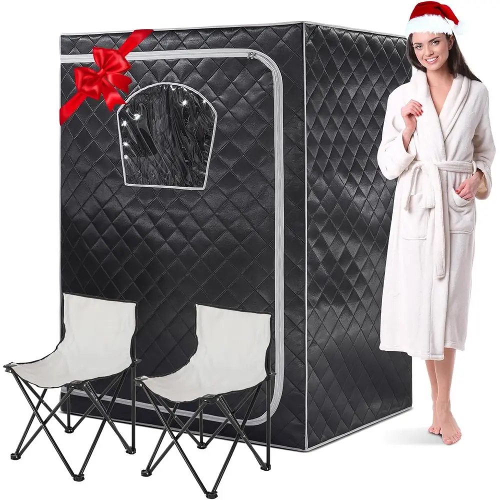 

Portable Infrared Sauna for Home Spa 2 Person Full Size Personal Far Infrared Sauna Box with 2 Foldable Chairs, Dry Sauna Tent f