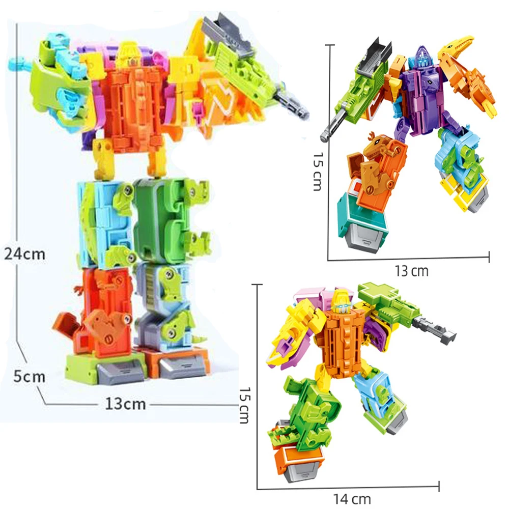 Transformtion Dinosaur Robot Toys for Kids Dino Bots Transforming Number Block Math Preschool Building Blocks Action Figure Toy