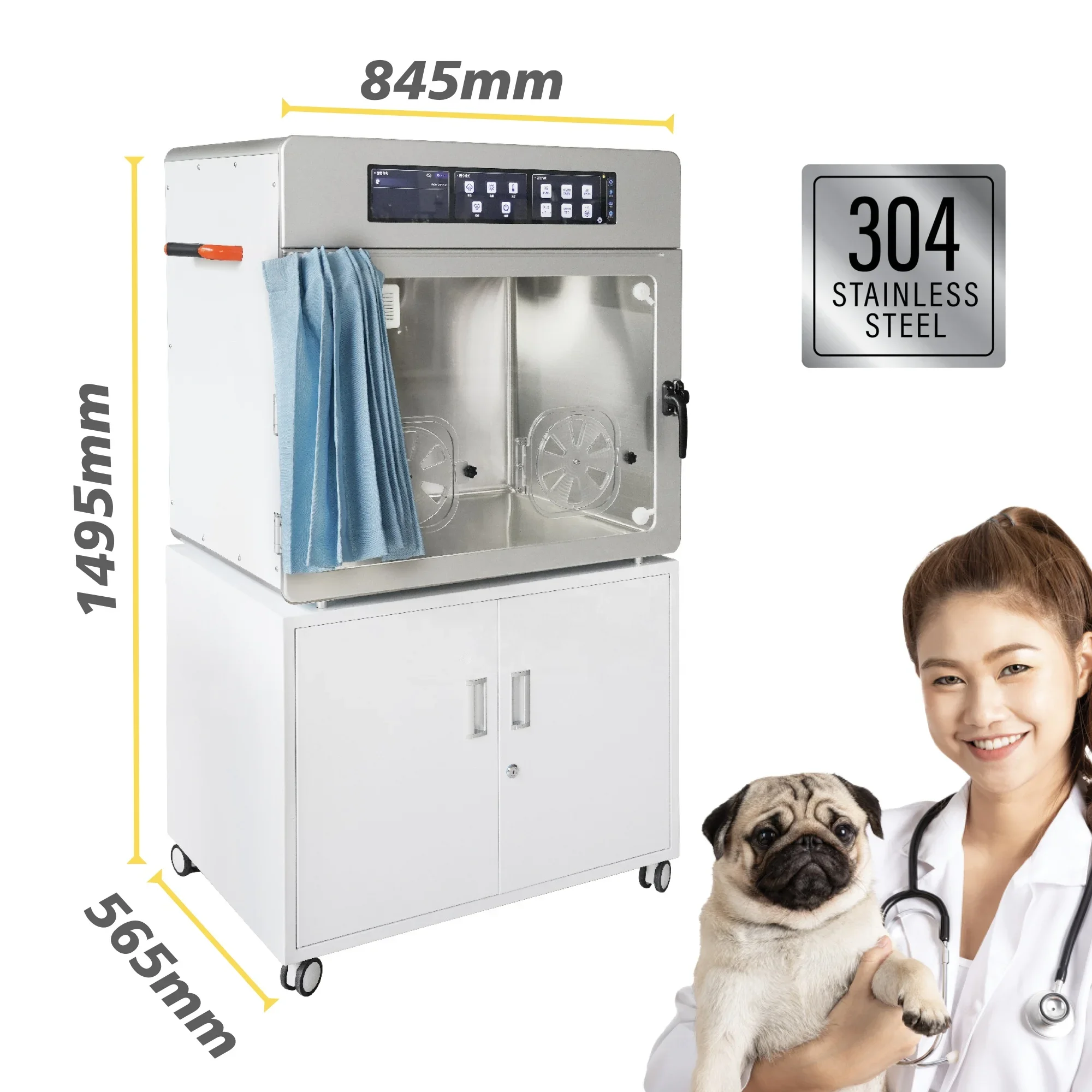 Waterproof Veterinary Disinfection Equipment ICU Cage for Puppies Cat and Dog Anatomy Appliances with Disinfection Properties