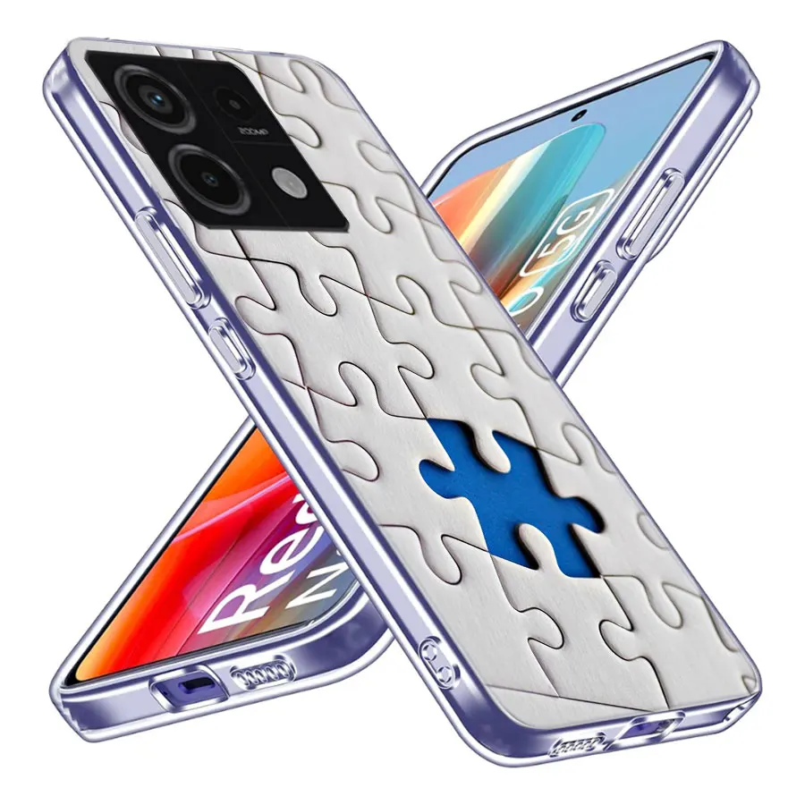 Autism Support Puzzle Clear Phone Case For Redmi Note 11 11S 11T 11E 10 Pro 10S 5G 9 9S 9T 8 8T 7 7A 6 6A S2 Coque Capa Hard PC