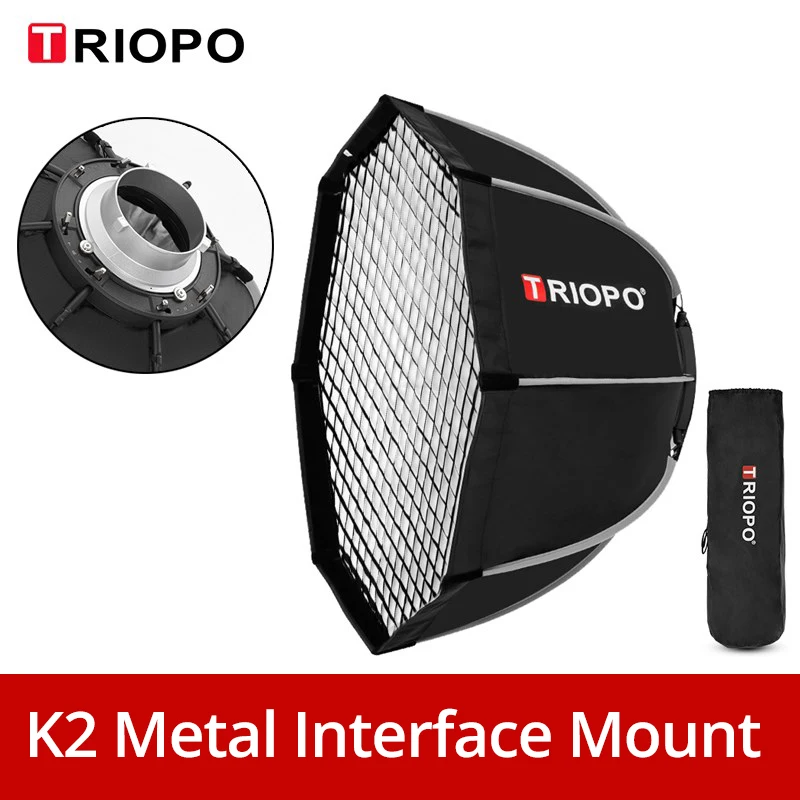 Обновленная модель Triopo K2-55 K2-65 K2-90 K2-120 Быстрое Высвобождение Bowen Mount Octogon soфтbox + Honeycomb Grid Outdoor soфтbox для вспышки