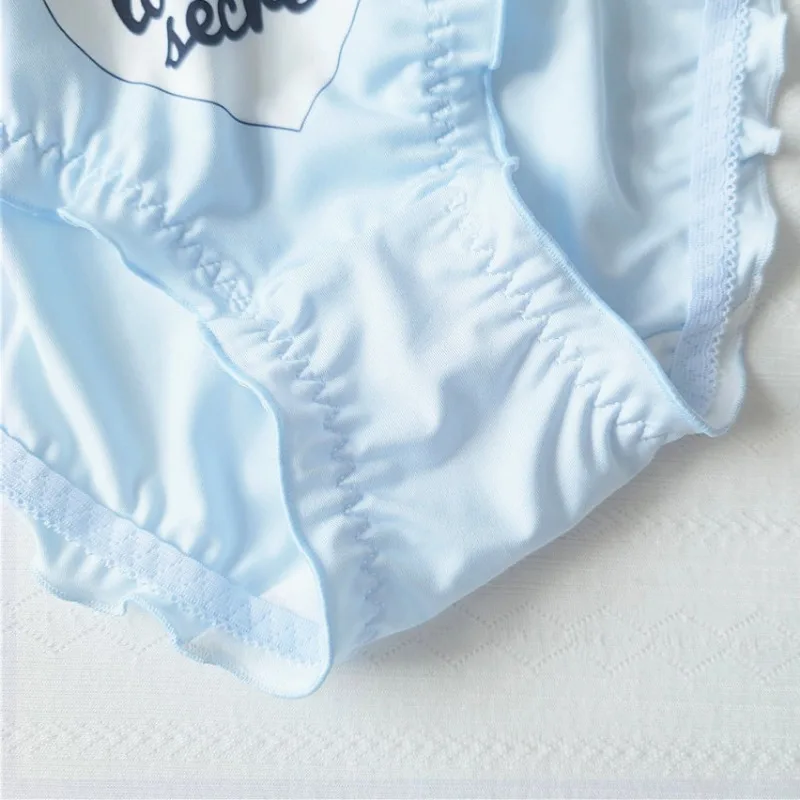 Mutandine da donna adorabili e carine in seta di latte, volant in rete, principessa Lolita, elasticità traspirante, biancheria intima a forcella alta