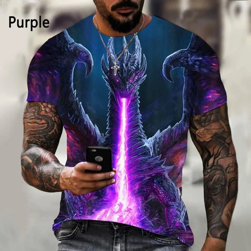 New Fashion Men's and Women's Summer Casual Short-sleeved T-shirt Anime Dragon 3D Printed