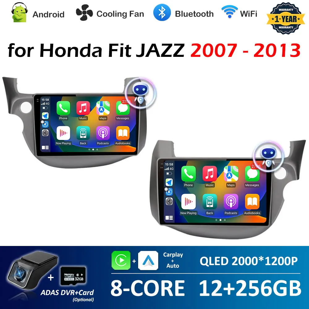 

Беспроводной Carplay DSP Stereo 4G для Honda Fit JAZZ 2007 2008 2009 2010 2011 2012 2013 Аксессуары 2.5D QLED Экран Bluetooth WIFI