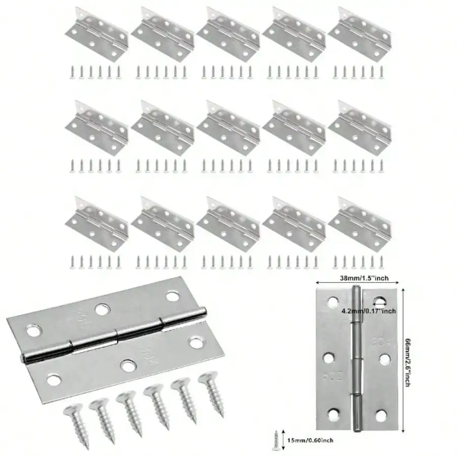 12 Pack 3 Inch 304 Stainless Steel Butt Hinges – With Screws for Cabinet, Boxes, Gate, Drawer