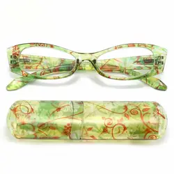 Send Box New Portable Pen Holder Reading Glasses For Women Print fashion Comfort Ultra-Light Spring Leg Prescriptic Glasses