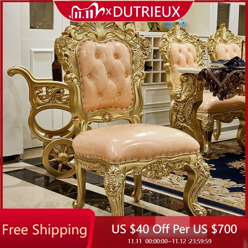 

Throne Luxury Dining Chairs Wooden Stool Accent Ergonomic Kitchen Balcony Arm Dining Chairs Clear Sillas Chinese Style Furniture