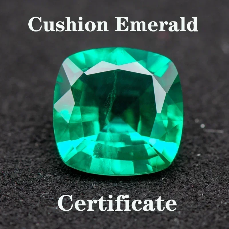 

Lab Grown Colombia Emerald Cushion Charms Gemstone Extremely Shiny Quality DIY Ring Necklace Earrings Main Materials Certifi