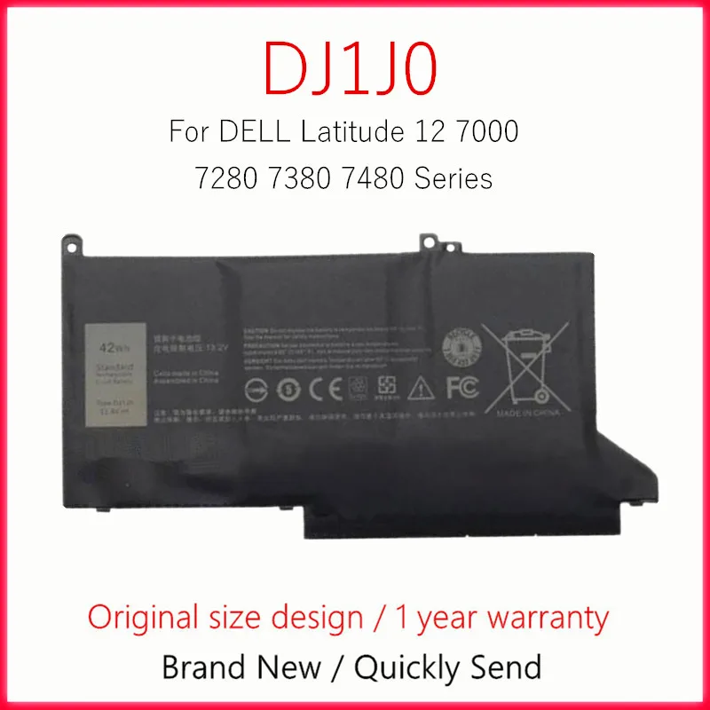 

11.4V Laptop Battery For DELL Latitude 12 7000 7280 7380 7480 Series DJ1J0 PGFX4 ONFOH DJ1JO 0NF0H