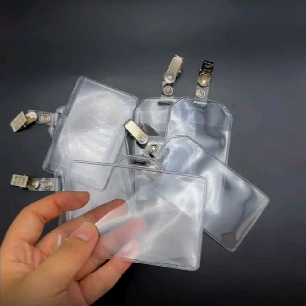 

10pcs Name Tag ID Holders Identity Case Transparent Card Holder Metal Clip Work Card Holder Business Student ID Badge Holder