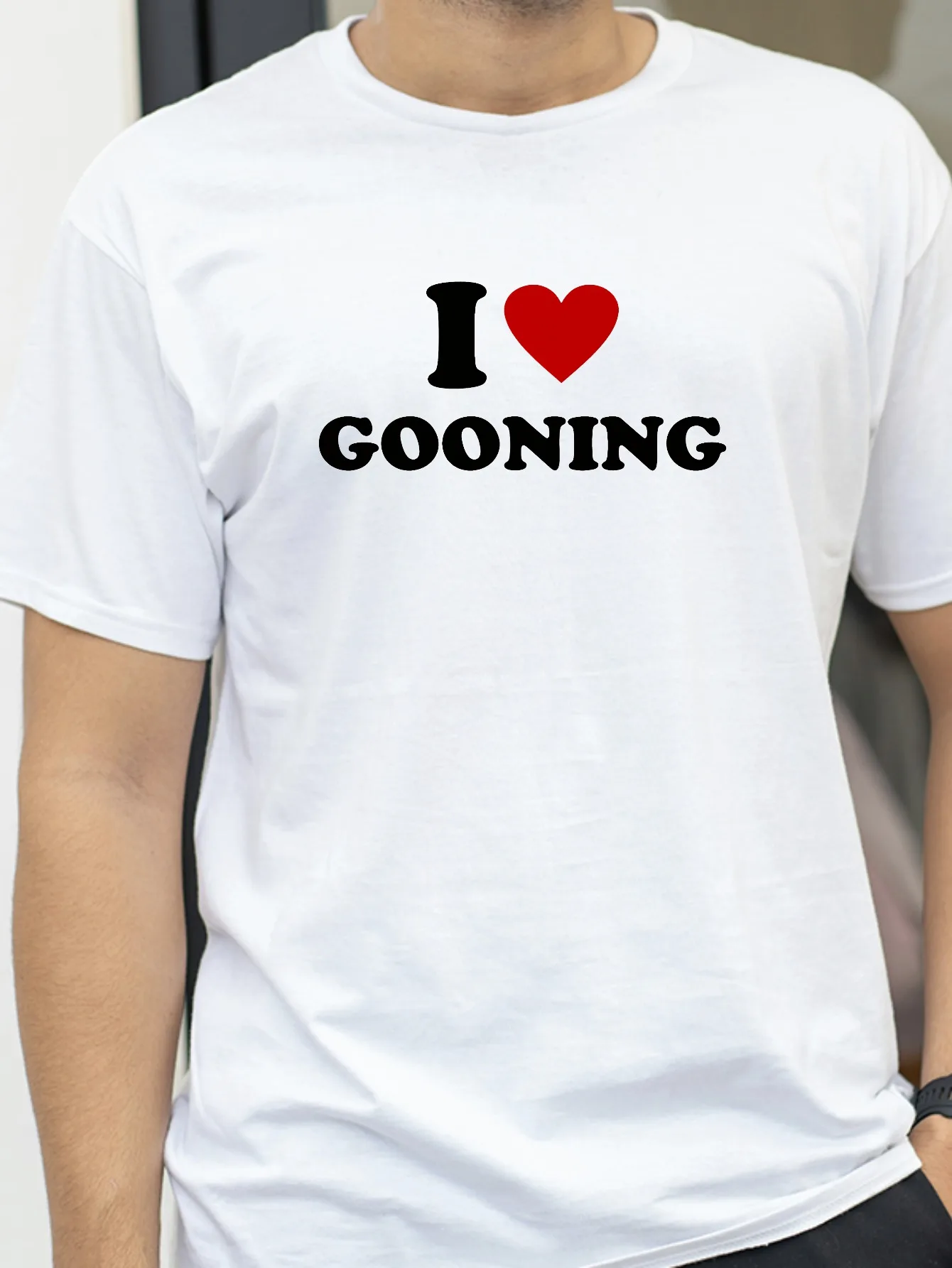 

Funny I Love Gooning Graphic T-Shirt Unisex Loose Streetwear Hip Hop Fashion Print Short Sleeve Tee