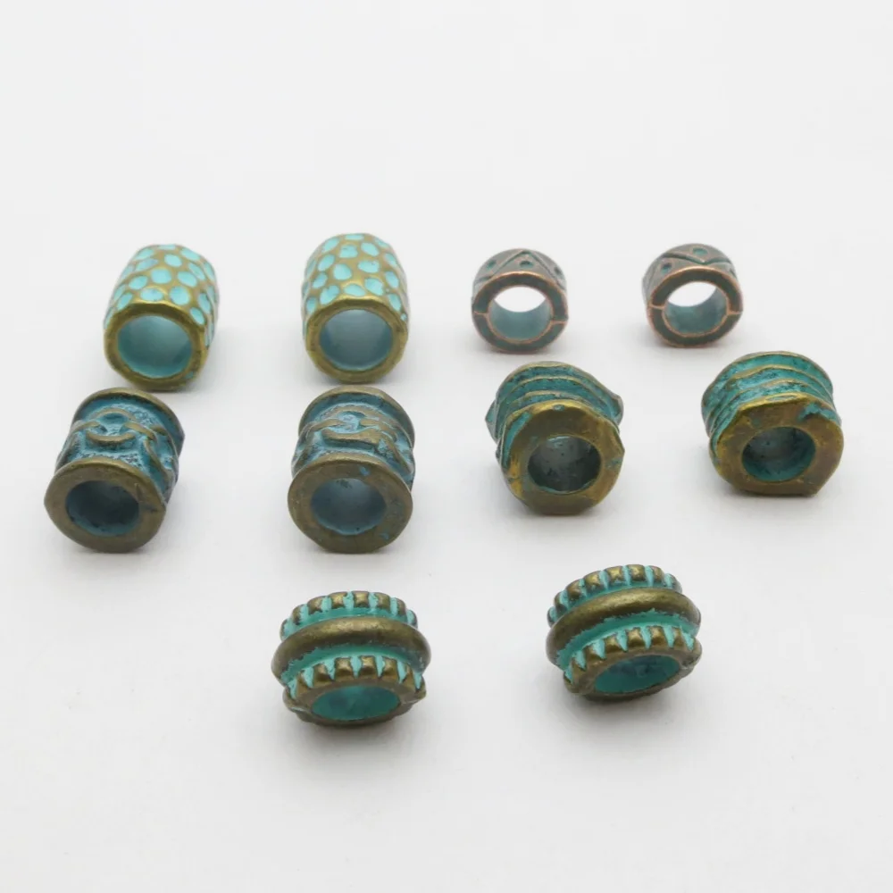 10Pcs Metal Bronze African Viking Hair Braid Dread Dreadlock beard Beads Rings For Jewelry Making, DIY Hair Decoration﻿