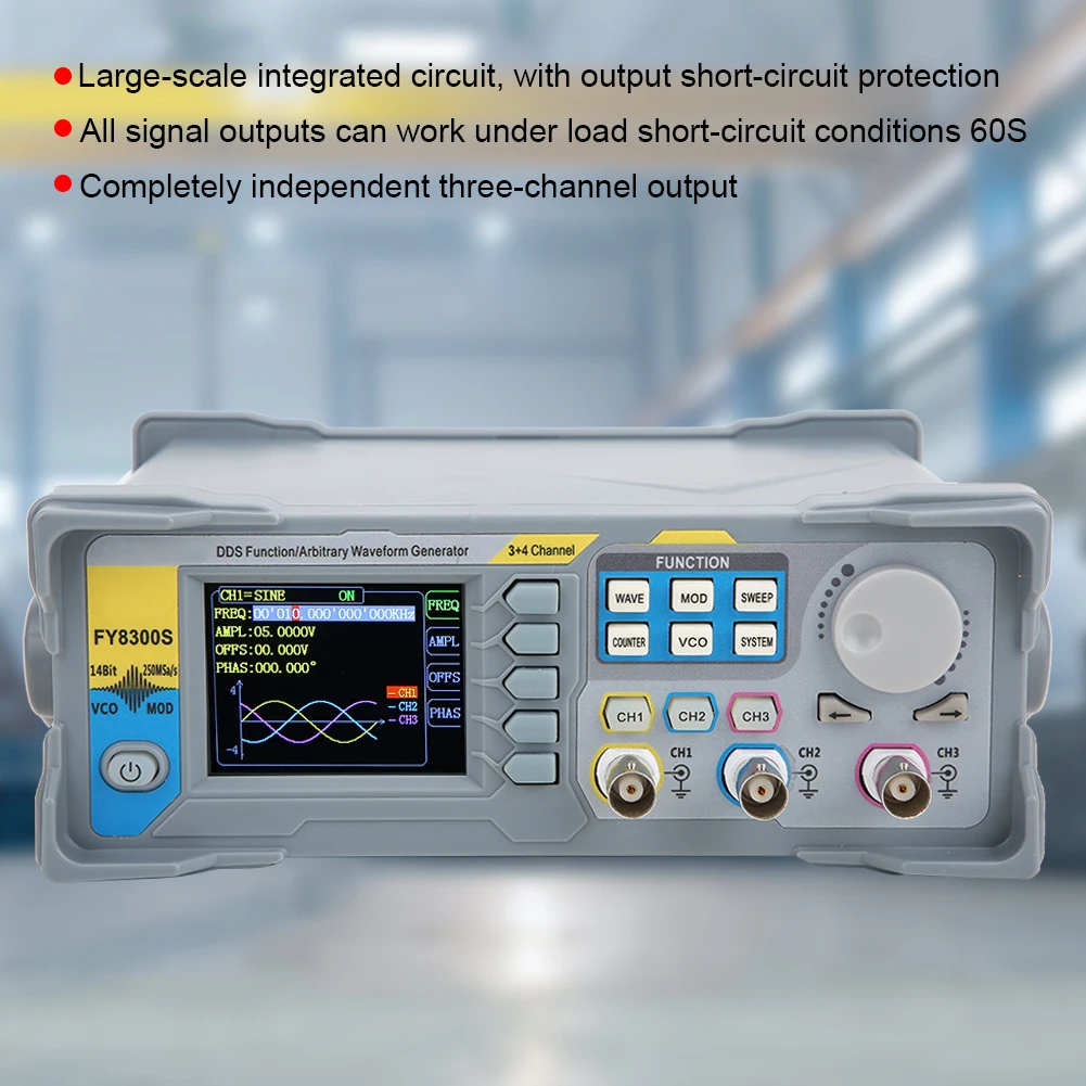 FY8300S 3-Channel Function Signal Generator Arbitrary Waveform Signal Generator 4 TTL Level Output Signal Source Board 100-240V