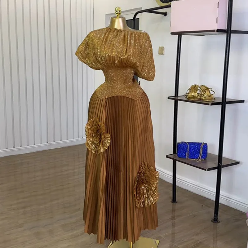 

Waist irregular top three-dimensional flower pleated skirt suit fashionable simple and versatile temperament elegant vacation st