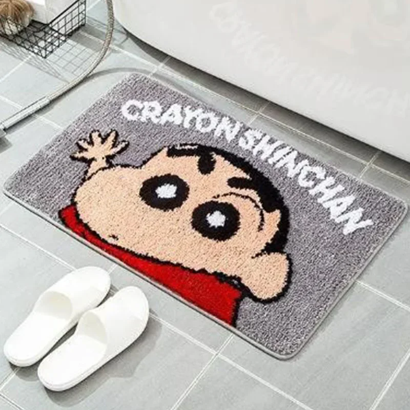 Crayon shin-chan tapete antiderrapante falso cashmere macio e confortável absorvente entrada tapete bonito casa decoração do quarto