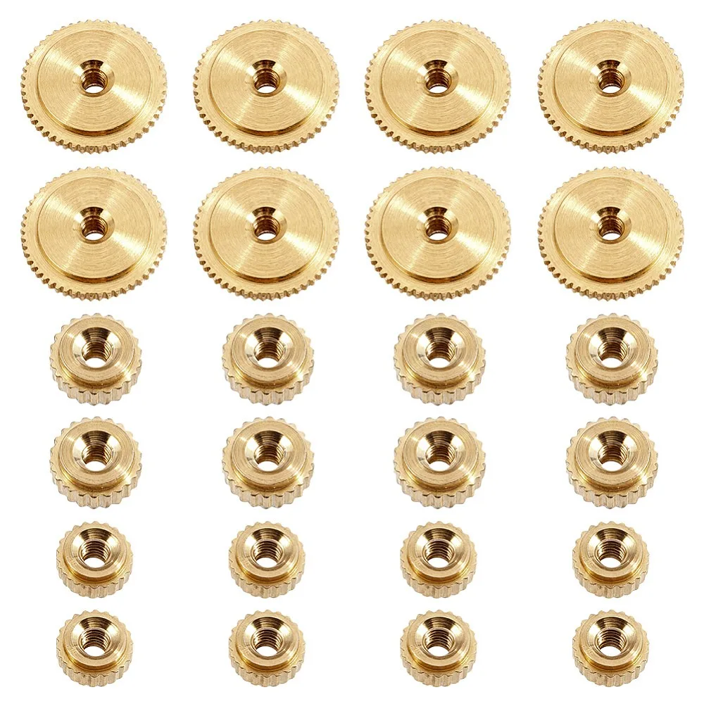 24Pcs Brass Clock Hand Nuts Assortment 5/6/10mm OD Flat Round Golden Nuts for Grandfather Wall Clock Repair and DIY Projects