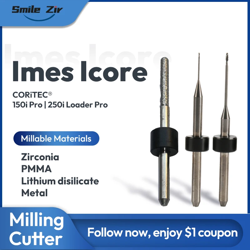 

Dental Lab Imes Icore CORITEC 150i 250i DC Zirconia PMMA Milling Cutter Metal Lithium Disilicate Glass Ceramic Milling Bur Fresa