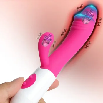 Vibromasseur lapin pour femmes, vagin, point G, stimulateur de Clitoris, télescopique, gode rotatif, jouets Sexy pour adultes