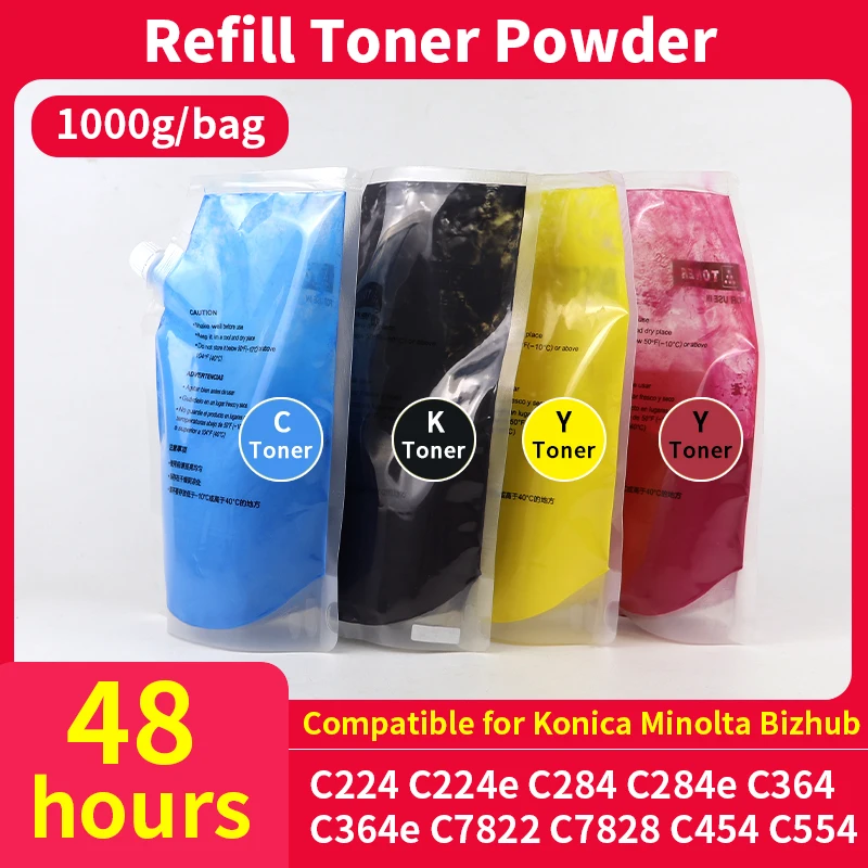 1000g TN512 TN321 Refill Toner Powder Compatible for Konica Minolta Bizhub C224 C284 C364 e C7822 C7828 C454 C554 Color Ink