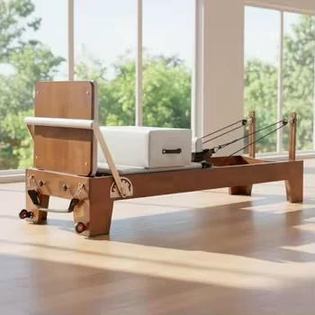 

Portable Oak Wood Pilates Reformer Durable Fitness Equipment for Bodybuilding and Yoga Training for Studio Exercise