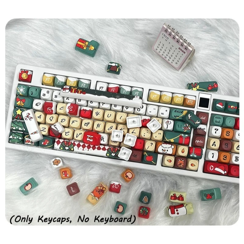

Christmas Theme Mechanical Keyboard Keycaps 129 Keys Keycap Set PBT Material Dye-sublimated Wear-resistant Keycap Christmas Gift