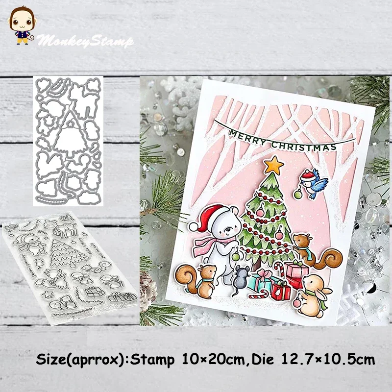 

Monkey Christmas Animal Party Gift Metal Cutting Dies and Stamps Stencil for DIY Scrapbooking photo album Embossing Paper Card