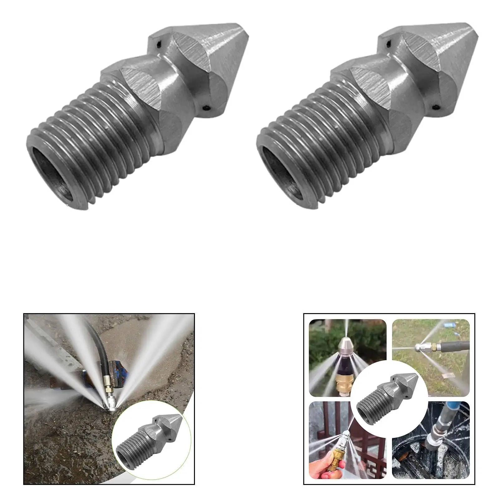 Industrial Sewer Jetter Spray Nozzle Stainless Steel Drain Unblocker Automatic Watering Nozzle for Professional Pipe Cleaning