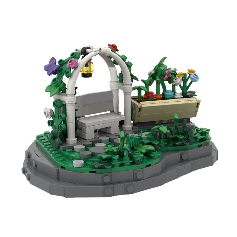 MOC-183636 moc o jardim blocos de construção modelo cidade parque jardim kit criativo cidade vista rua tijolos montagem brinquedos crianças presentes