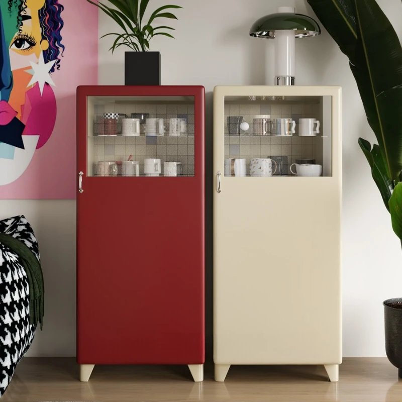 

Retro imitation tin cabinet Solid wood dining side cabinet Environmental protection dining side storage cabinet Internet