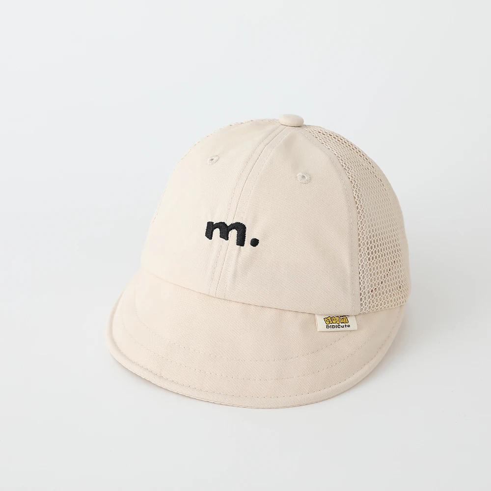Child's Simple Embroidered Large-Brimmed Sun-Protective Fisherman Hat with Breathable Net Fabric, Available in Four Colors. view 4