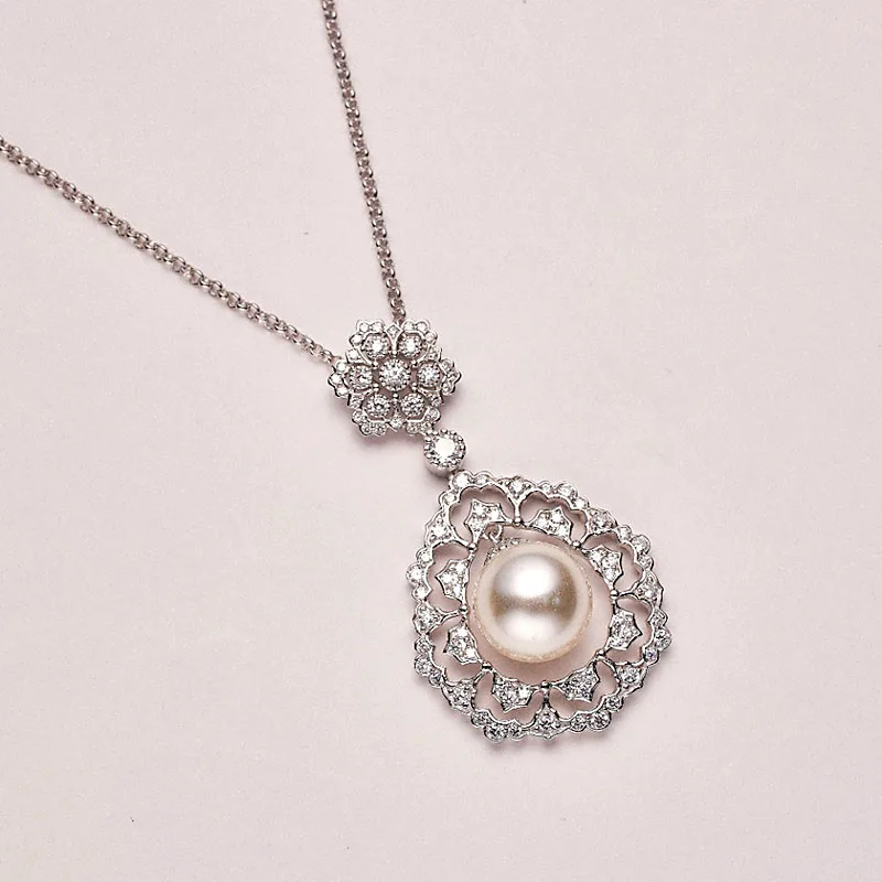 

ZOCA Elegant 925 Sterling Silver White Gold Plated High Quality White Shell Pearl Pendant Necklace Women's Fine Jewelry Gift