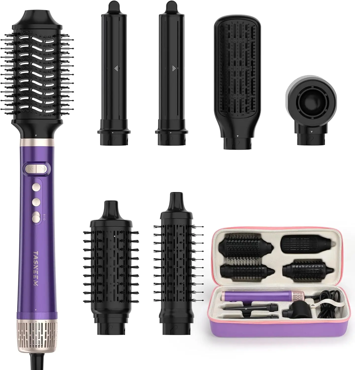 

7-in-1 Hot Air Brush with Auto-Wrap Curlers, Ionic Blow Dryer, Straightener & Oval Brush for Damage-Free Styling