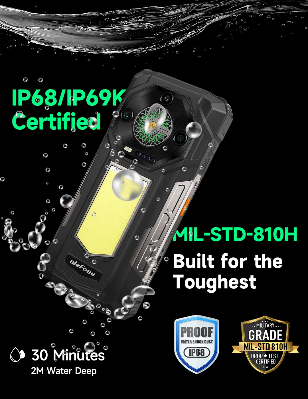Ulefone Armor 33 4G Rugged Phone 25500 mAh 512GB ROM Up to 24GB RAM 120Hz 6.95" NFC Android 15 66W Smartphone Global Version