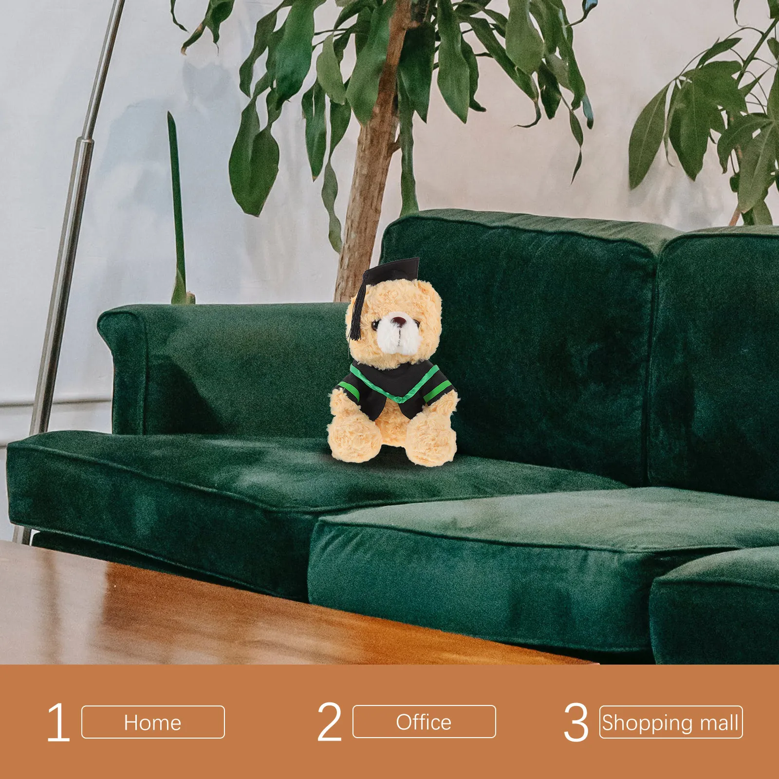 

Cartoon Stuffed Bear Graduation Cap Theme Adorable Soft PP Cotton Bear Decoration for Graduation Party Window Shelf Sofa Bench