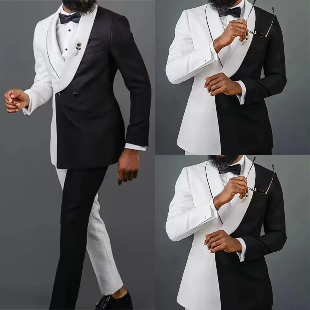 Designer Groom Men Suit For Wedding 2 Pcs Blazer Jacket Pants Custom Made Slicing Color Formal Office Business Prom Tuxedos